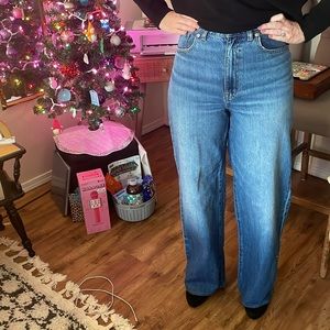 Madewell size 28T - Superwide Trade Jeans (Wearing heeled boots and I’m 5’6”)